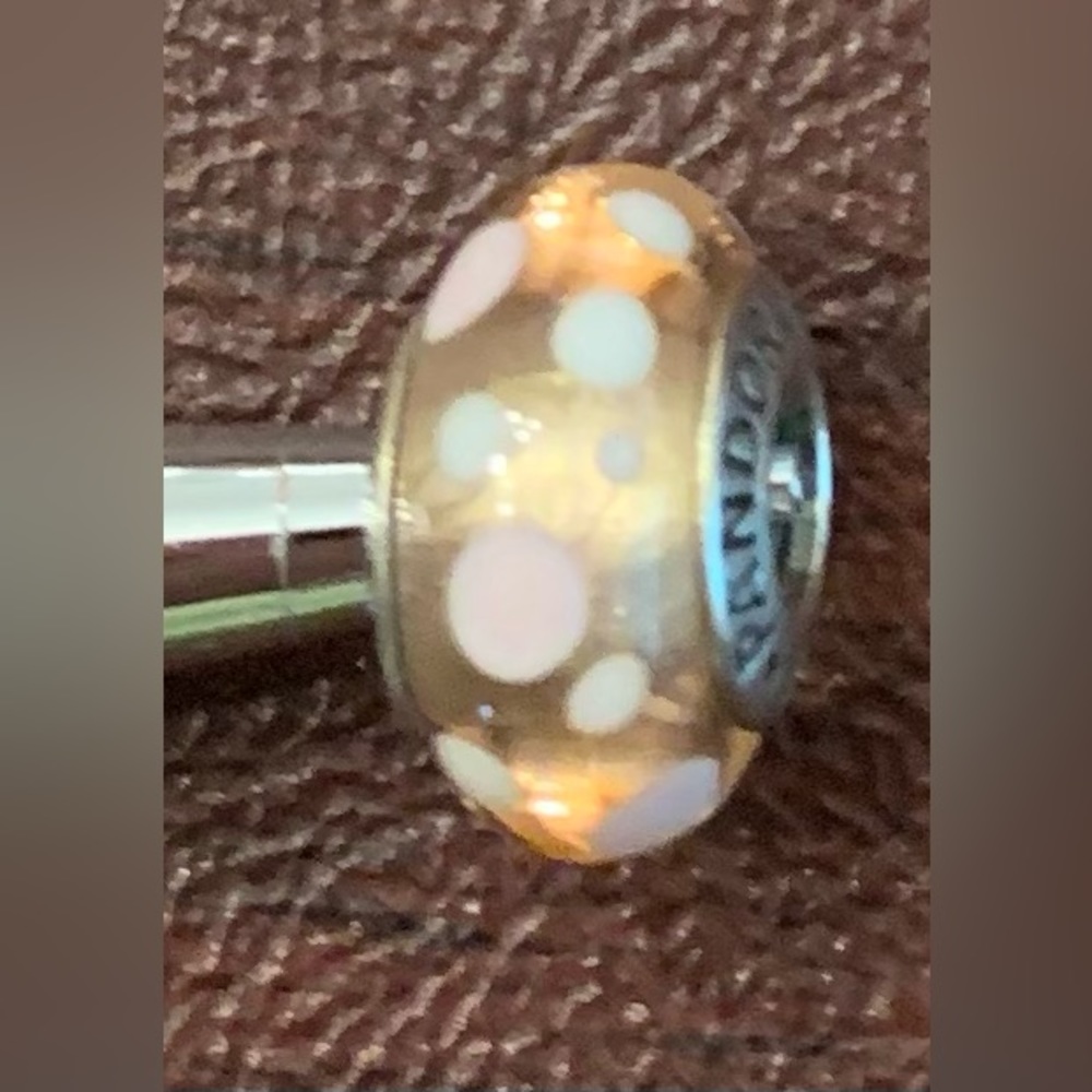 Pandora cream with pink and white dots, retired